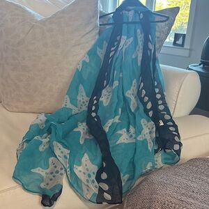 Teal & navy starfish scarf.